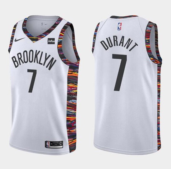 Men's Brooklyn Nets #7 Kevin Durant White NBA 2019 City Edition Stitched Jersey Men's Brooklyn Nets #7 Kevin Durant White NBA 2019 City Edition Stitched Jersey